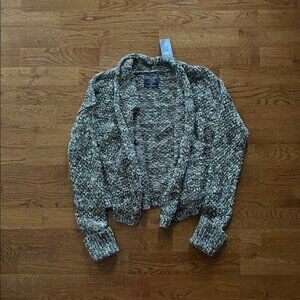NWT Abercrombie Cardigan Sweater Green White Women Knit Soft Open Marled Shawl